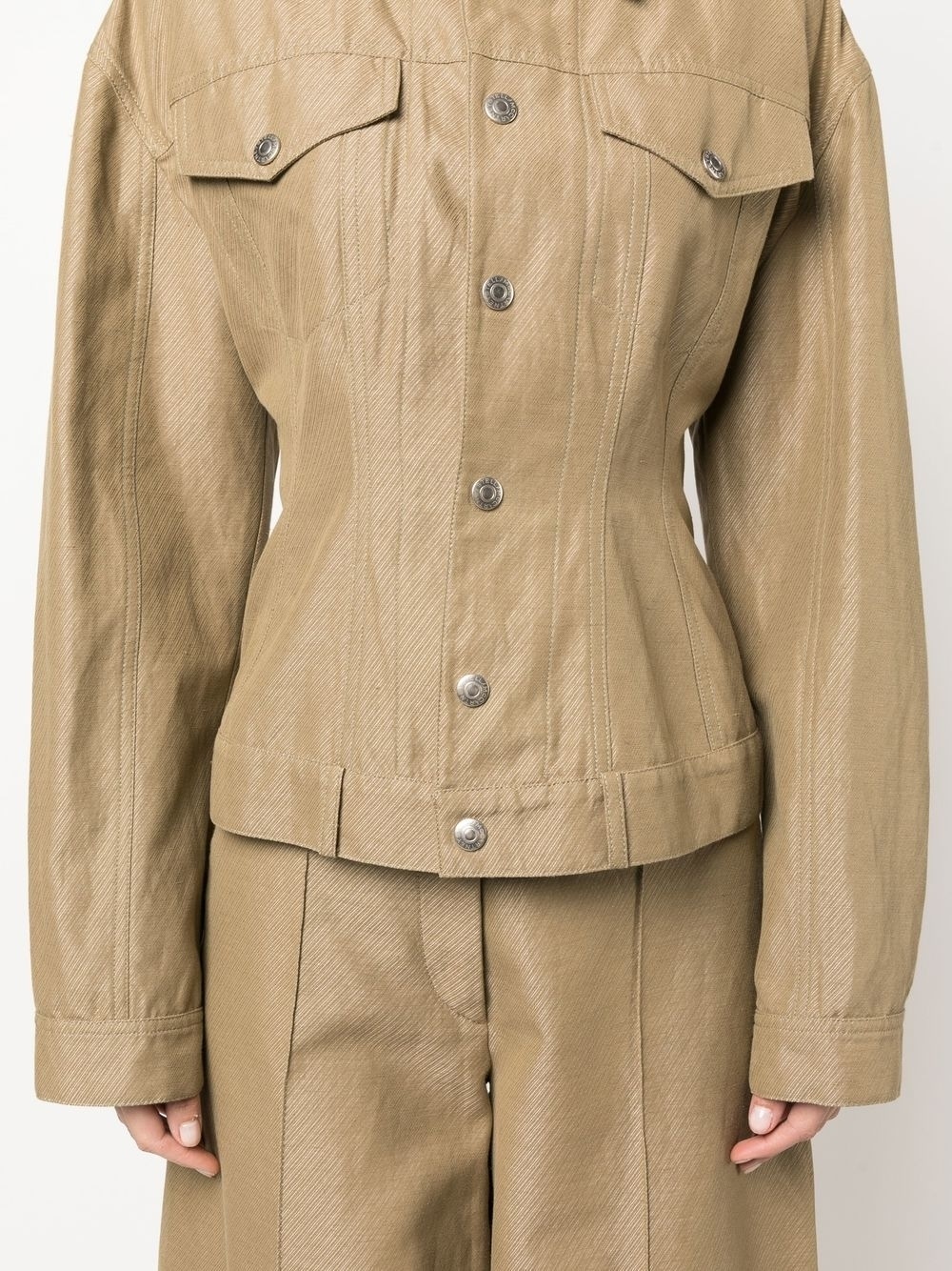 fitted-waist button-up jacket - 5