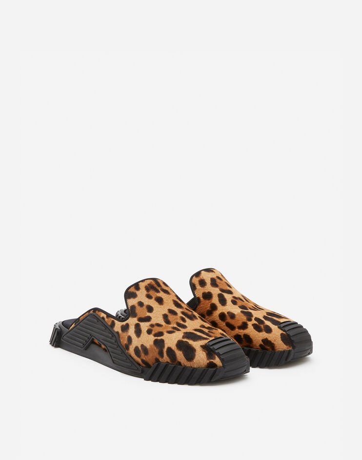 Leopard print NS1 slippers with pony hair effect - 2