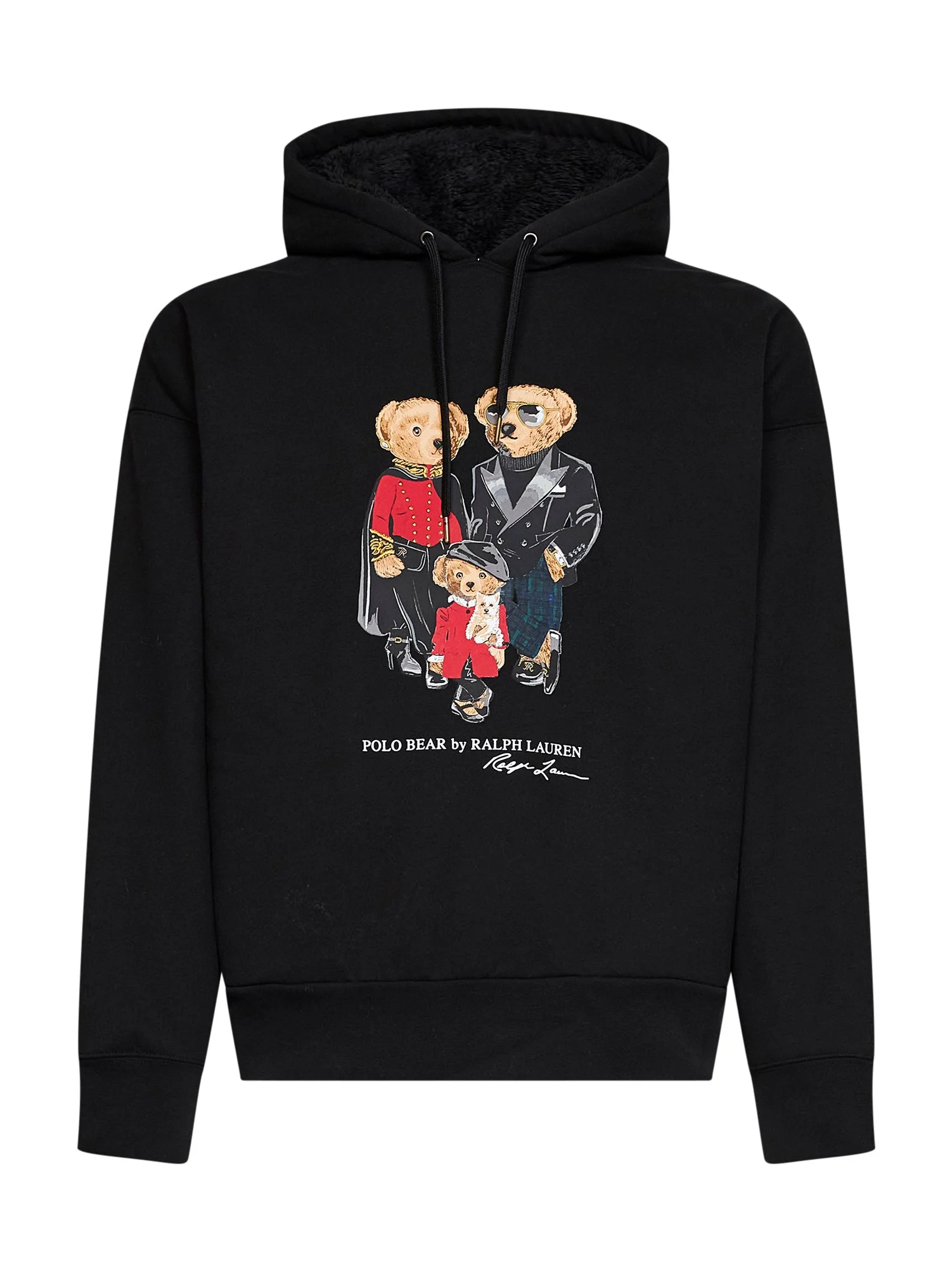 Black cotton-blend Polo Bear hoodie - 1