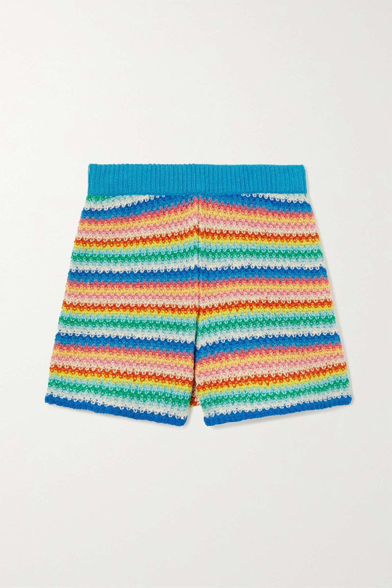 Over The Rainbow striped crocheted cotton shorts 1