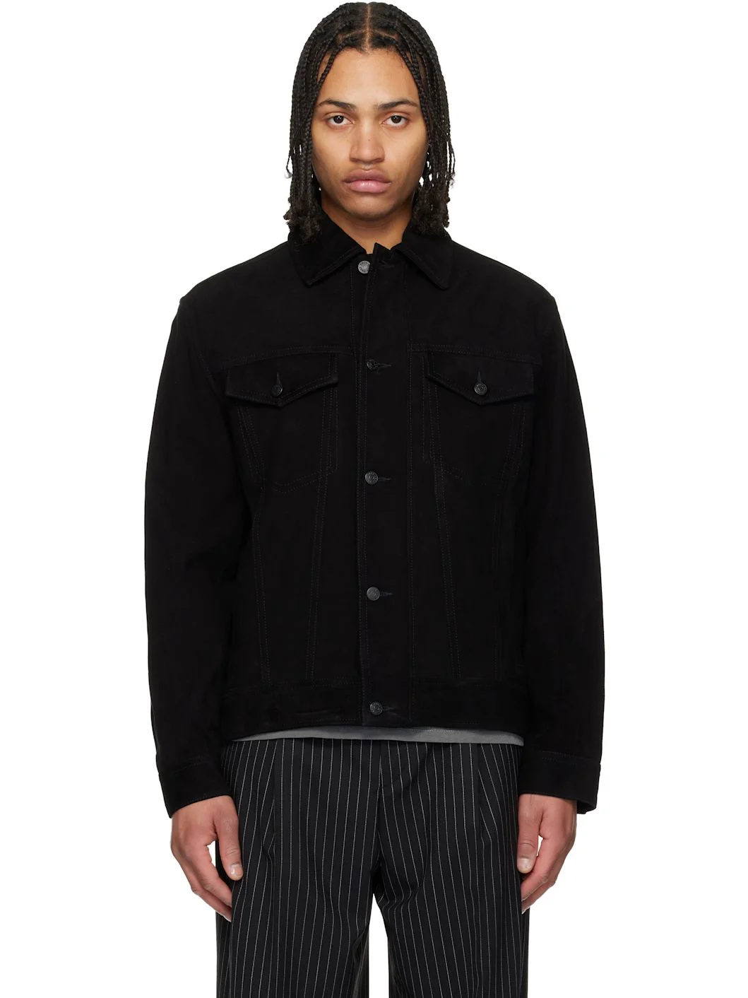 Black Goatskin Suede Jacket - 1