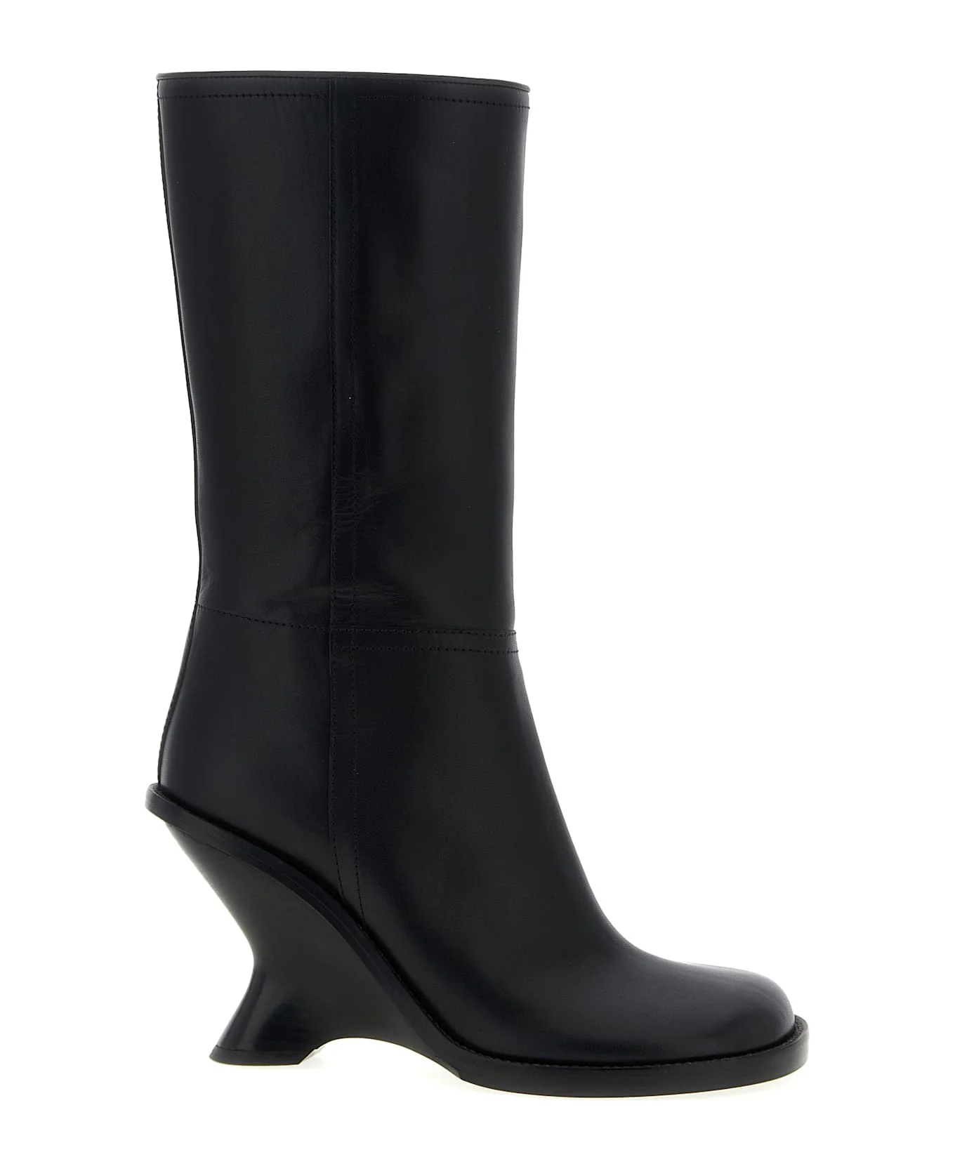 Curved Wedge Heel Boots - 1
