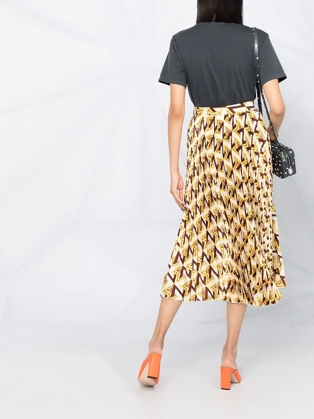 geometric pattern pleated midi skirt - 4