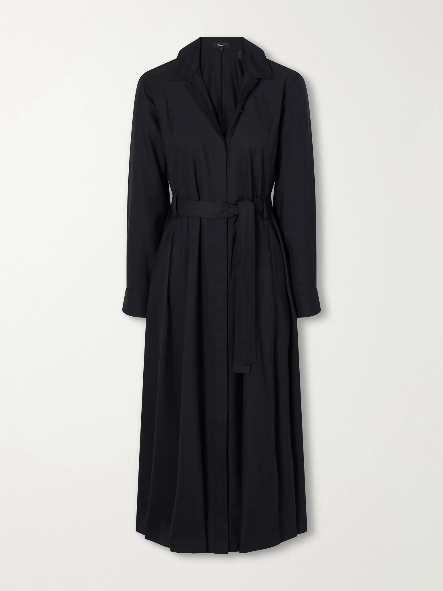 Belted flannel midi dress Black - 1