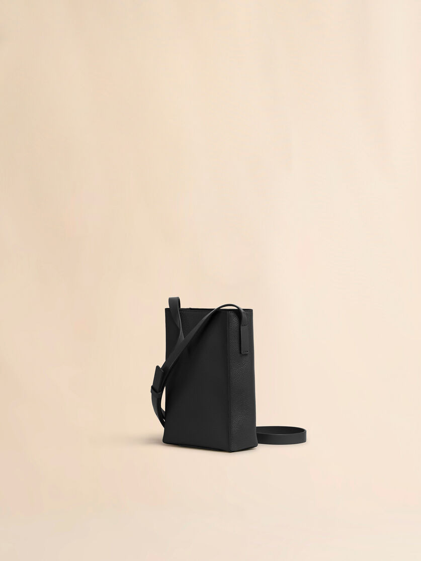 BLACK LEATHER MUSEO NANO BAG WITH MARNI SYMBOL EMBROIDERY - 3