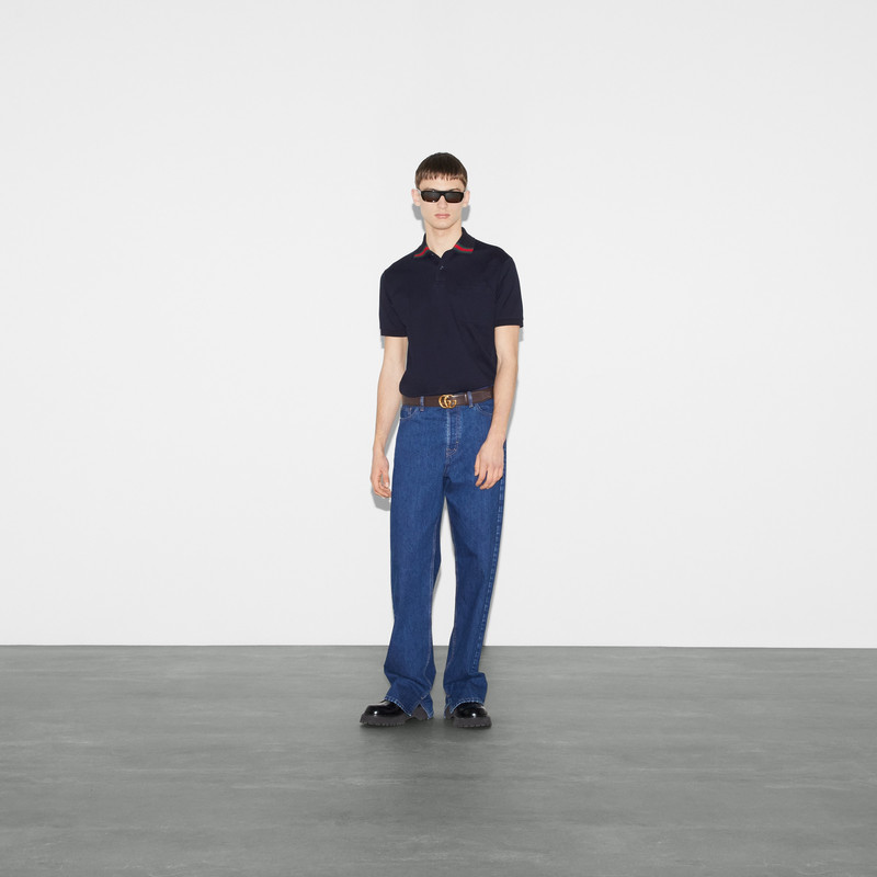 GUCCI Cotton polo shirt with Web outlook
