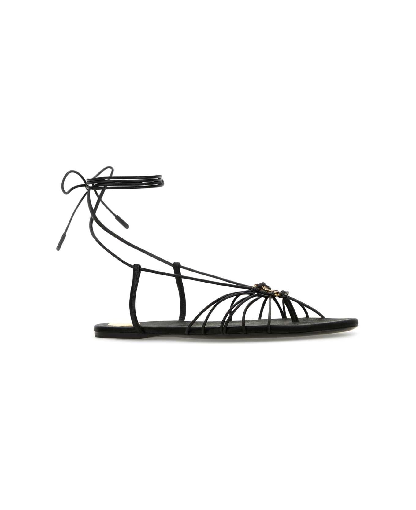 Black Leather Babylone Sandals - 2