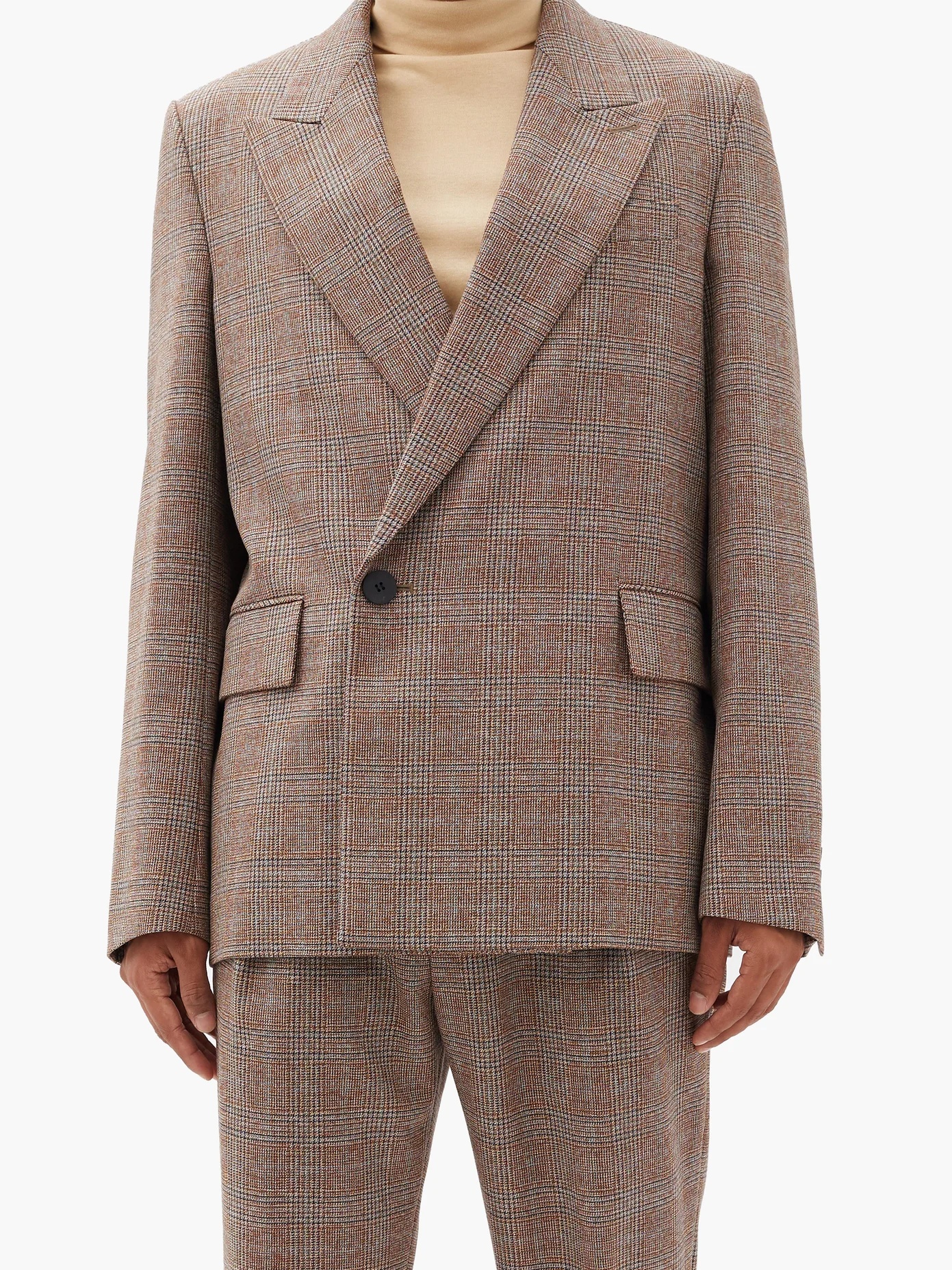 Double-breasted houndstooth-wool jacket - 6