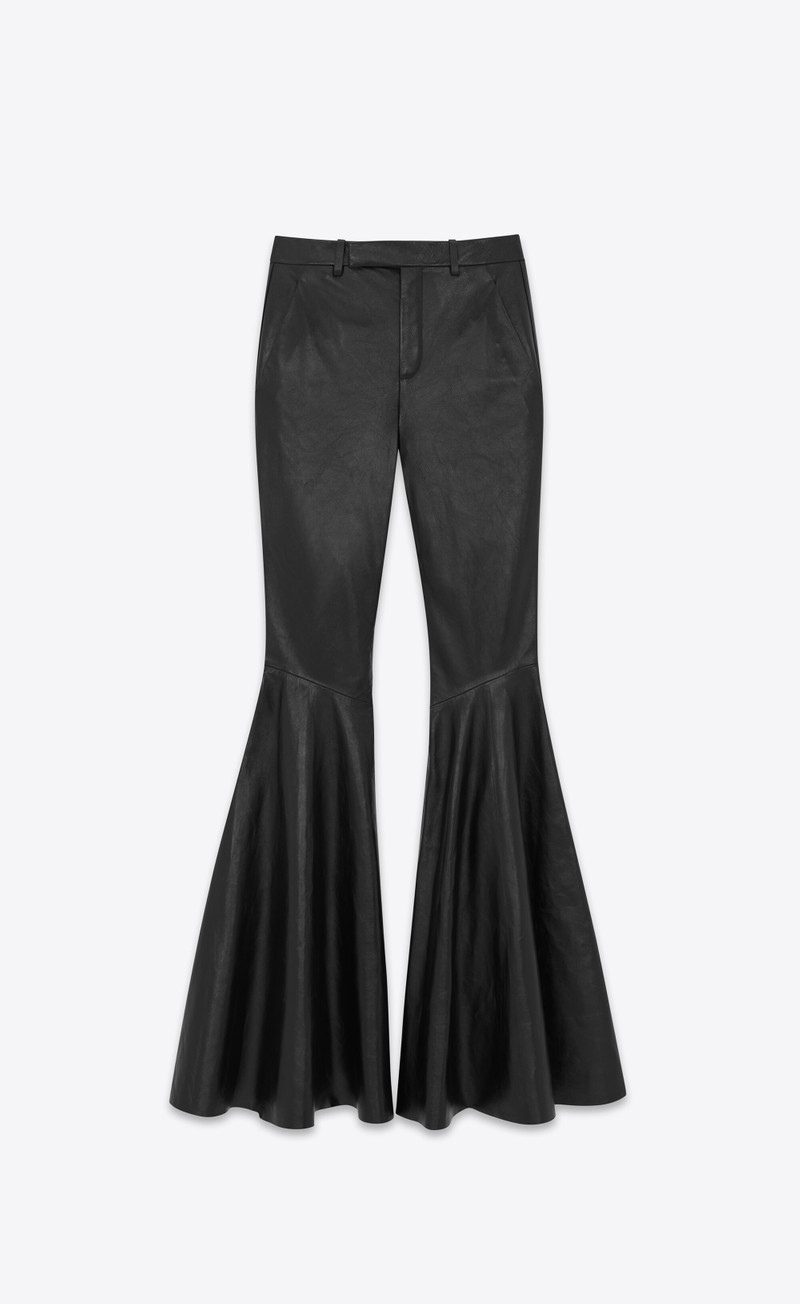 flared pants in shiny lambskin 1
