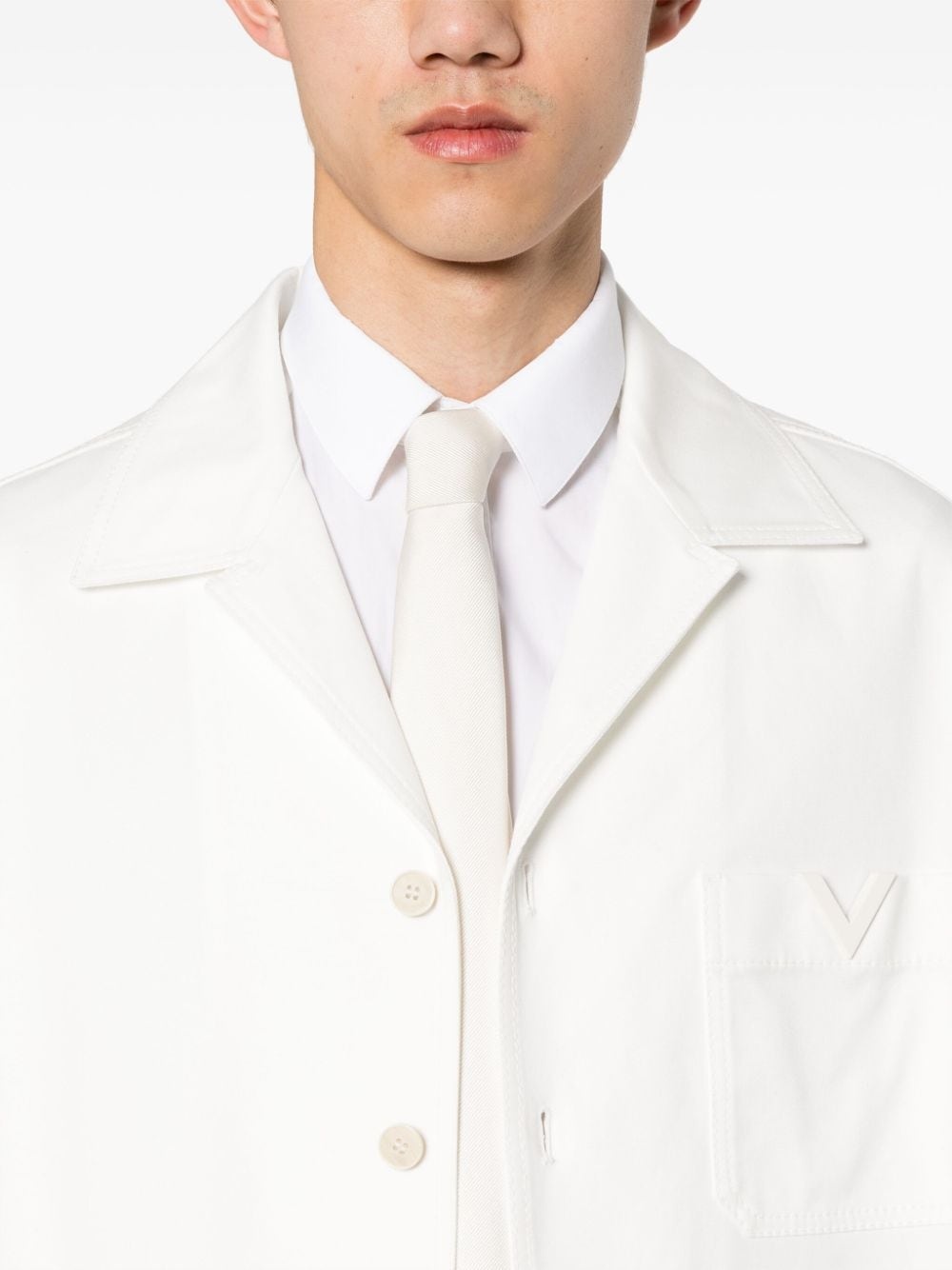 rubberized-logo canvas shirt jacket - 5