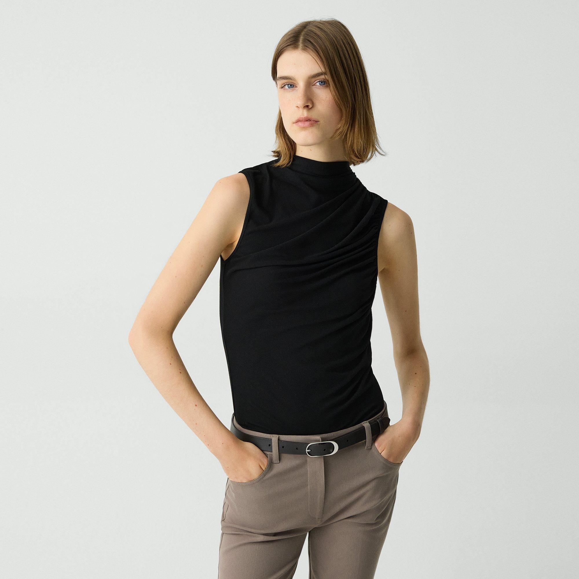 Draped Sleeveless Top in Ribbed Viscose - 2