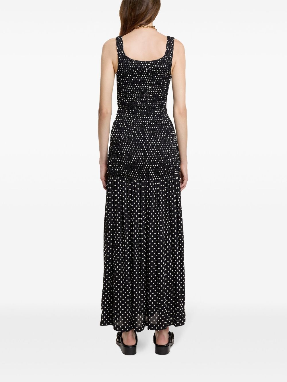 polka-dot crepe long dress - 4