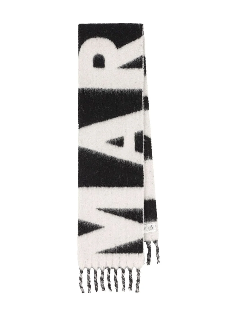 logo-intarsia fringed scarf - 1