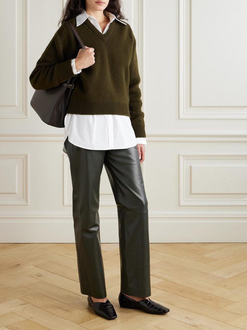 TOVE Yeal Paneled Leather Straight-leg Pants outlook