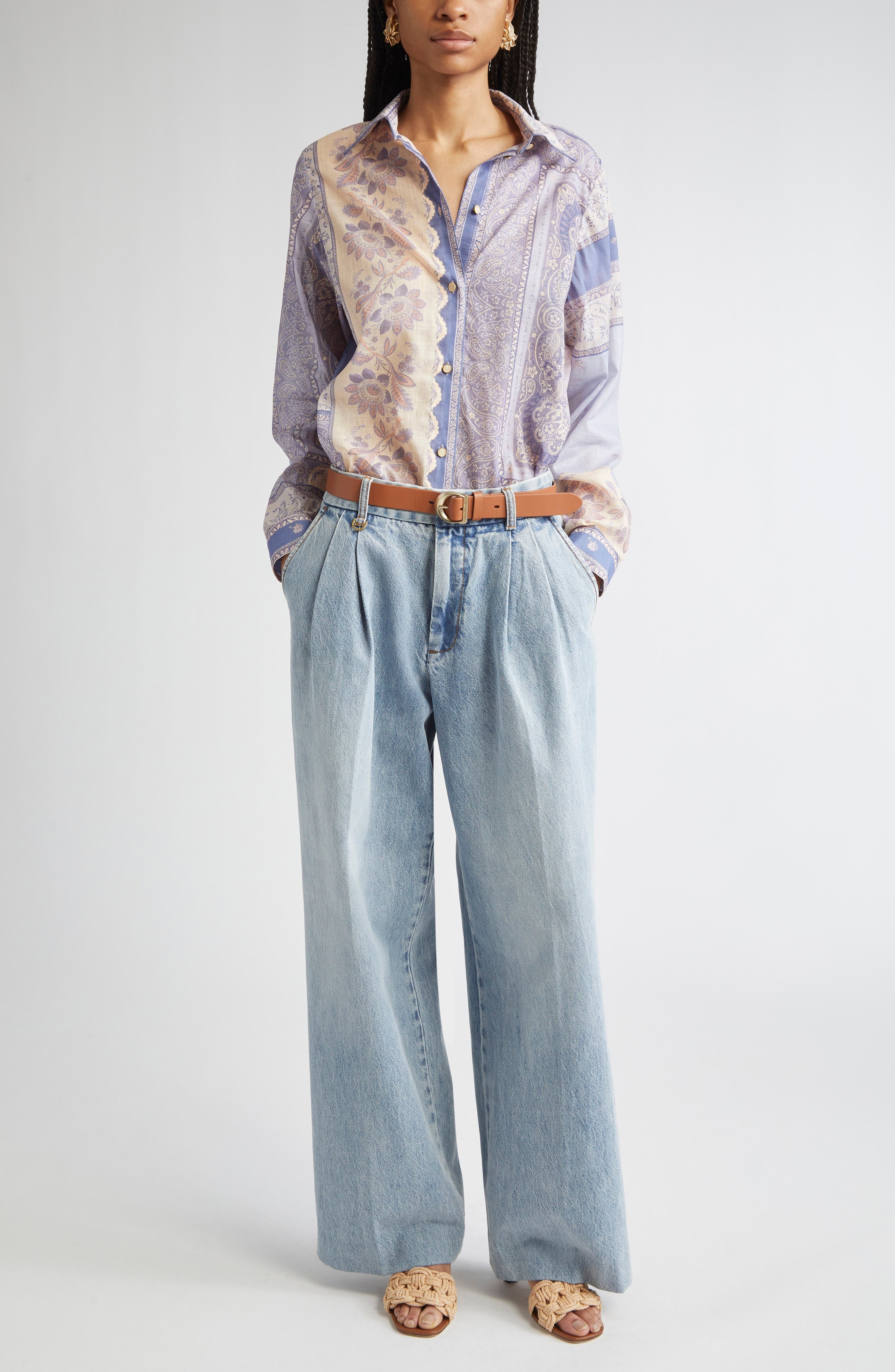 Zimmermann Lucky Bandana Print Relaxed Cotton Button-Up Shirt in Blue Bandana at Nordstrom - 2