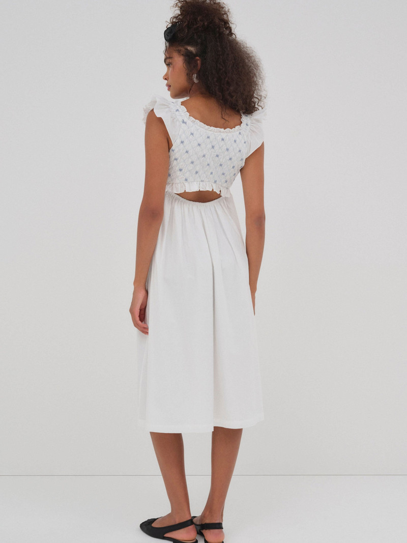 Birdie Bow Smocked Midi Slip Dress 5