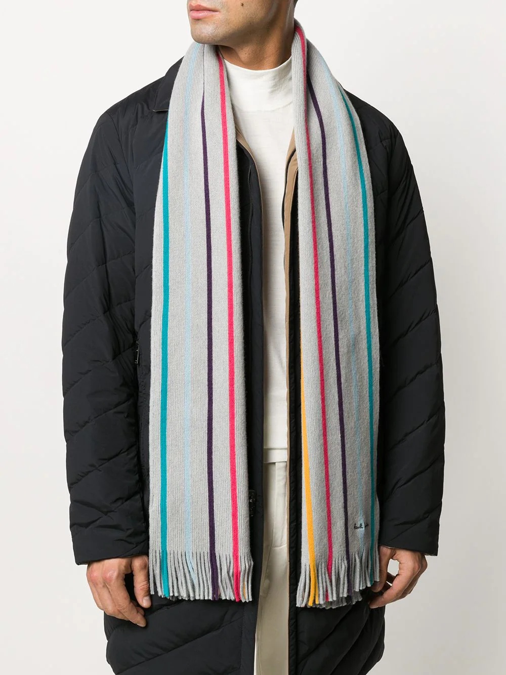 striped wool knit scarf - 2