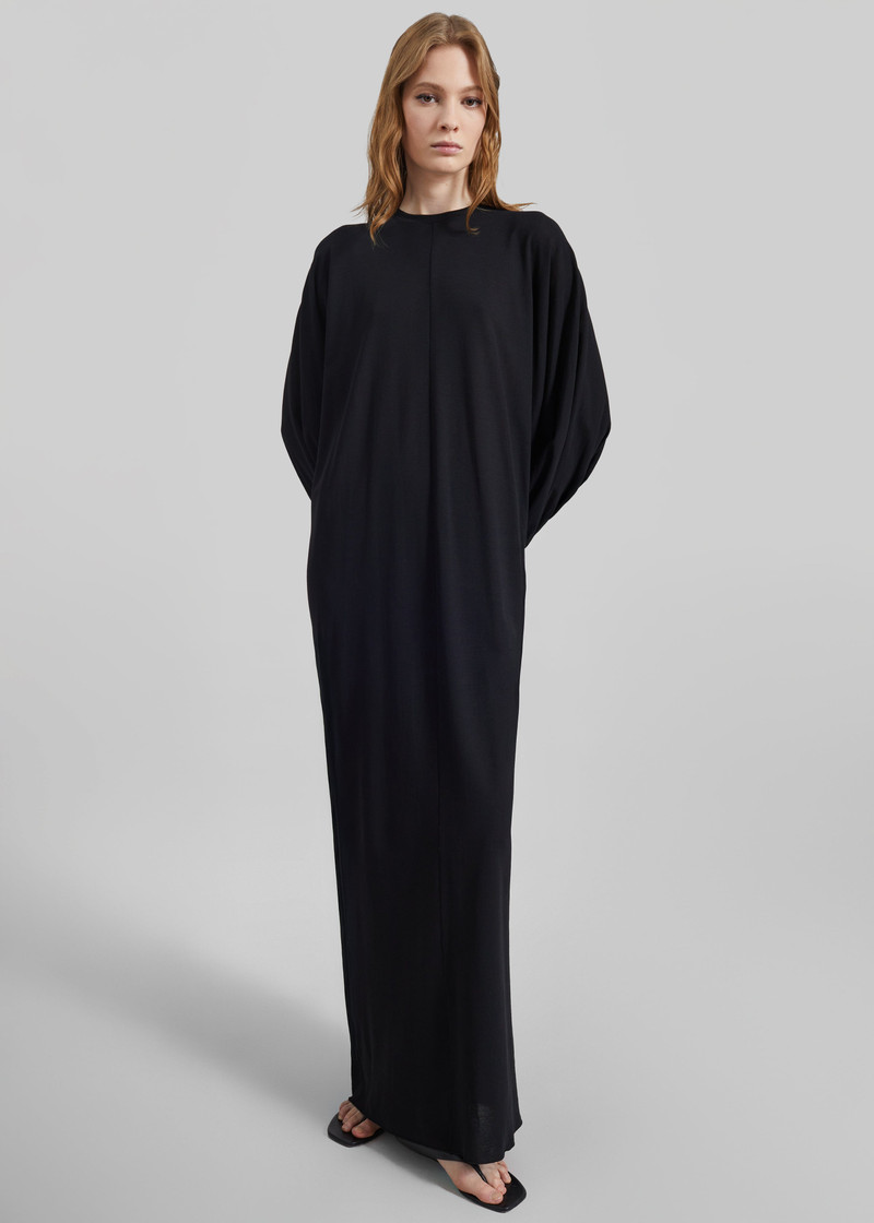 Darkpark Frida Light Jersey Cuff Long Sleeve Dress - Black 1