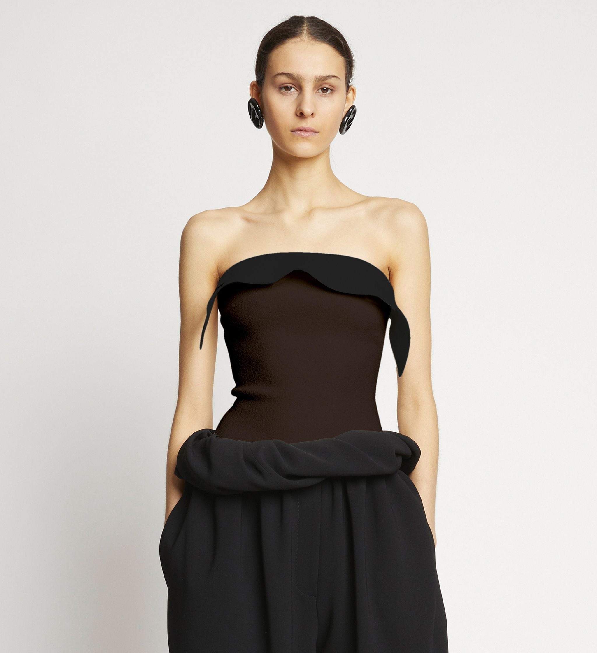 two-tone strapless knitted top - 2