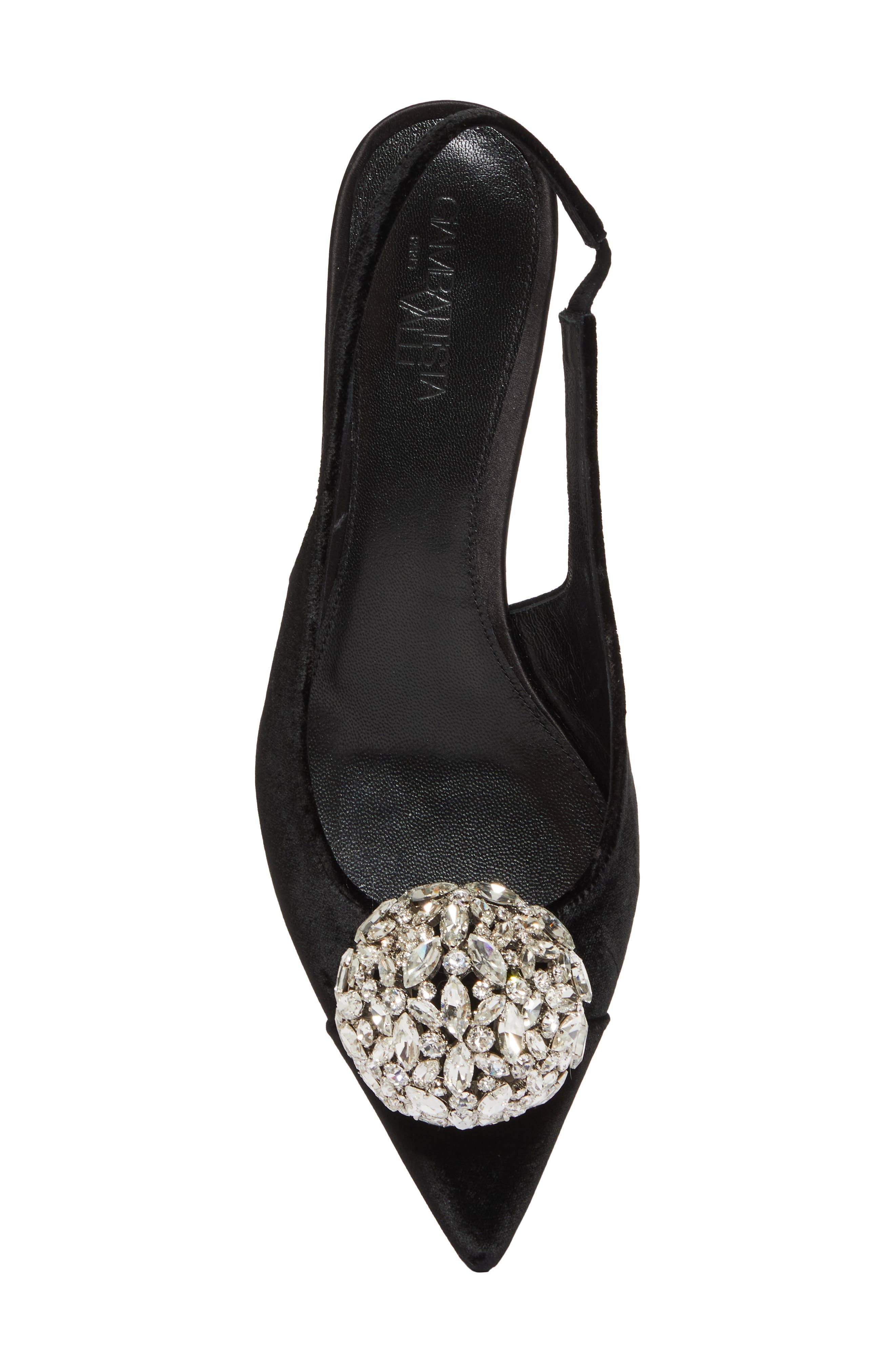 Giambattista Valli Crystal Ball Pointed Toe Velveteen Slingback Pump in Black/Crystal at Nordstrom - 5
