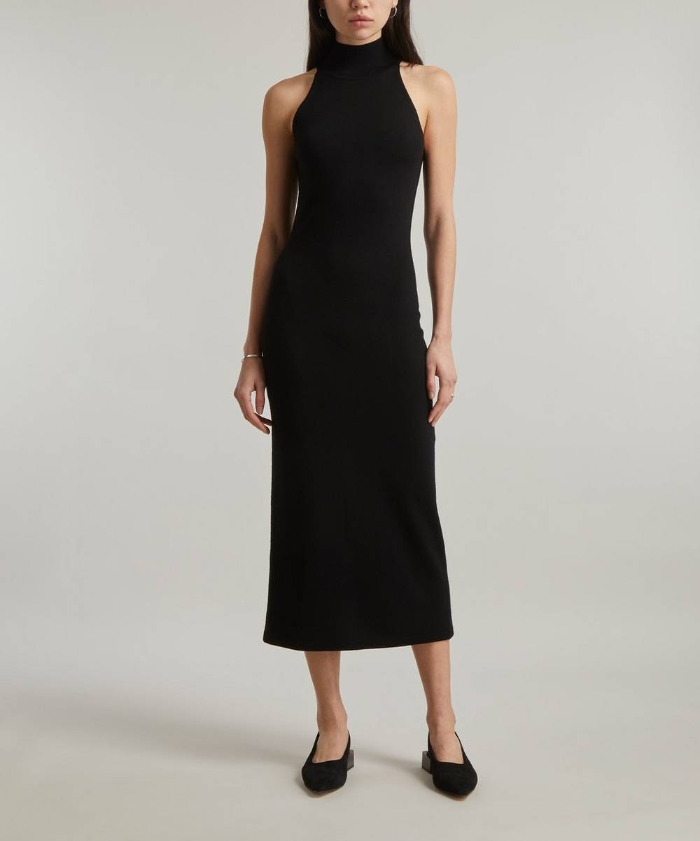 Ribbed Neck Wool Dress - 5