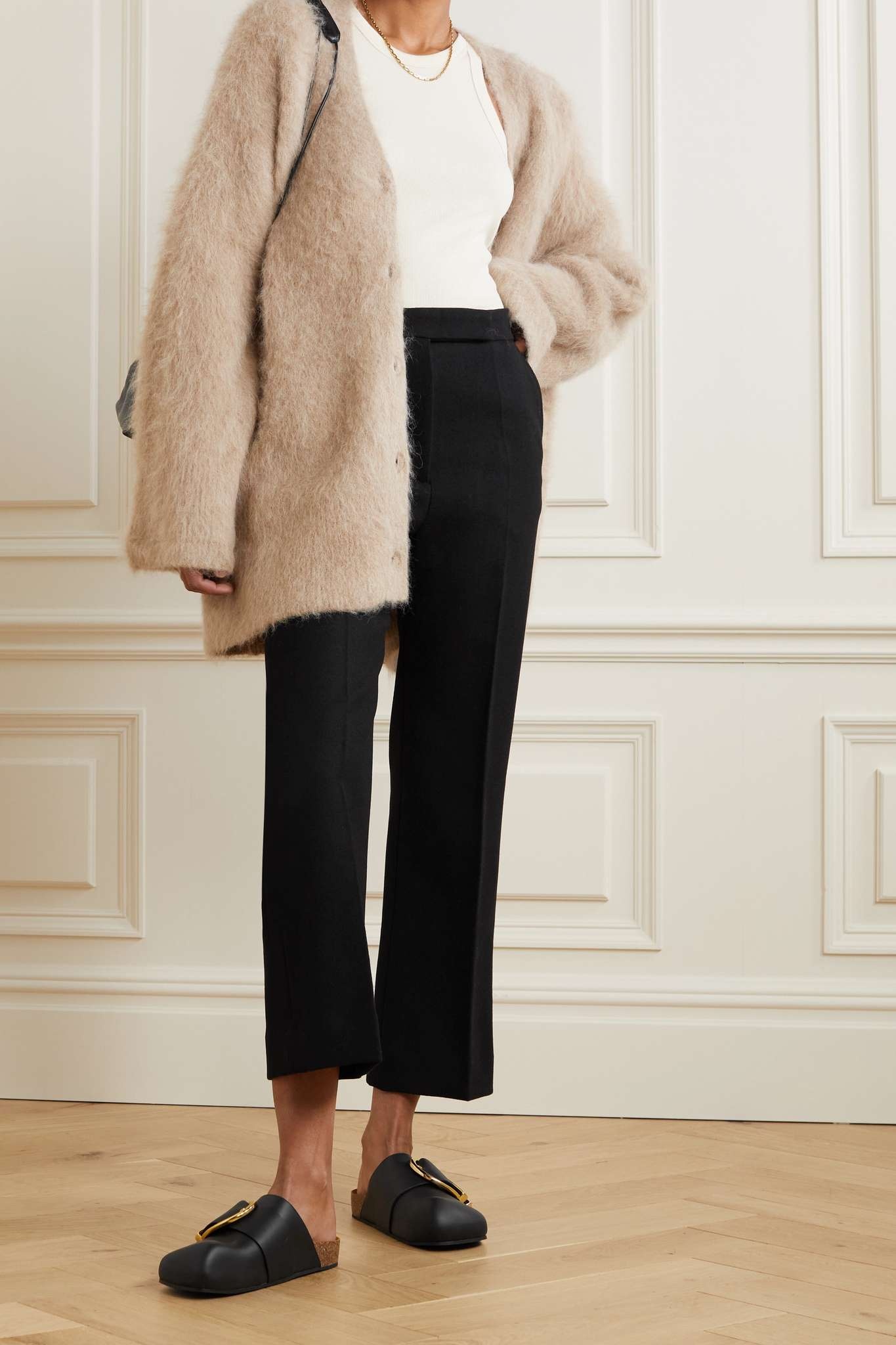 Cropped pleated wool-twill flared pants - 2