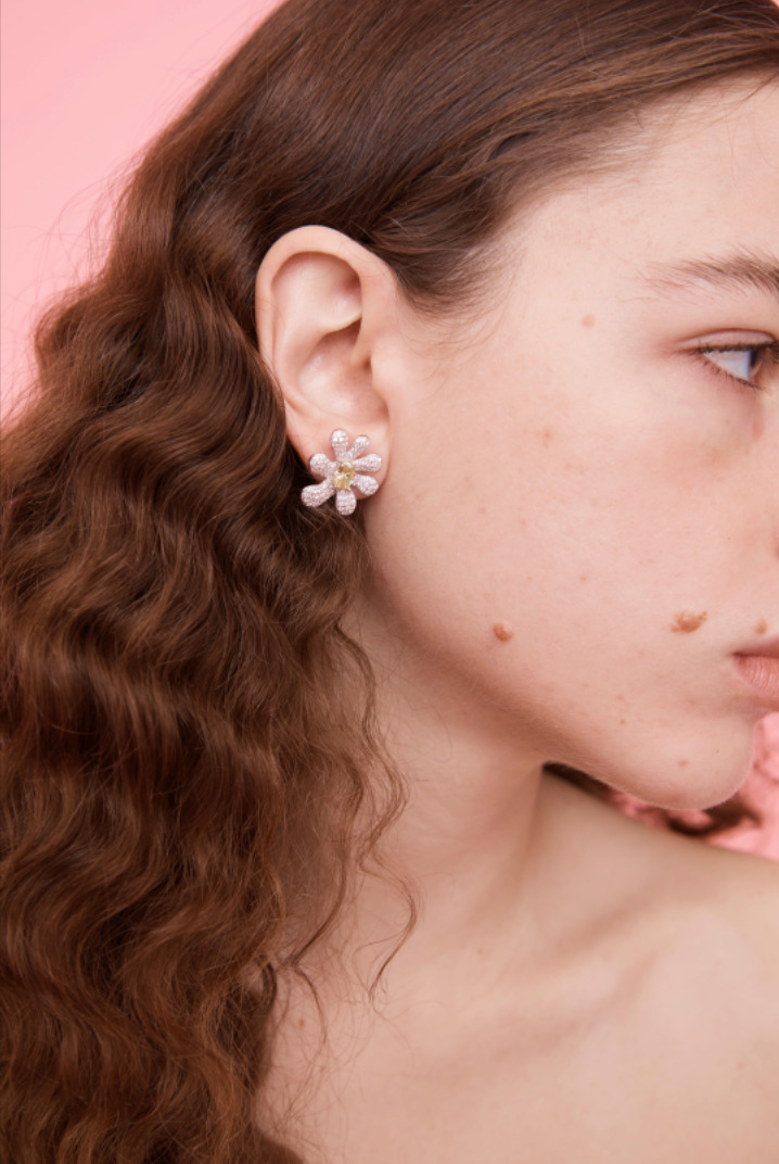 CRYSTAL PAVE SQUASHED BLOSSOM EARRING - 3