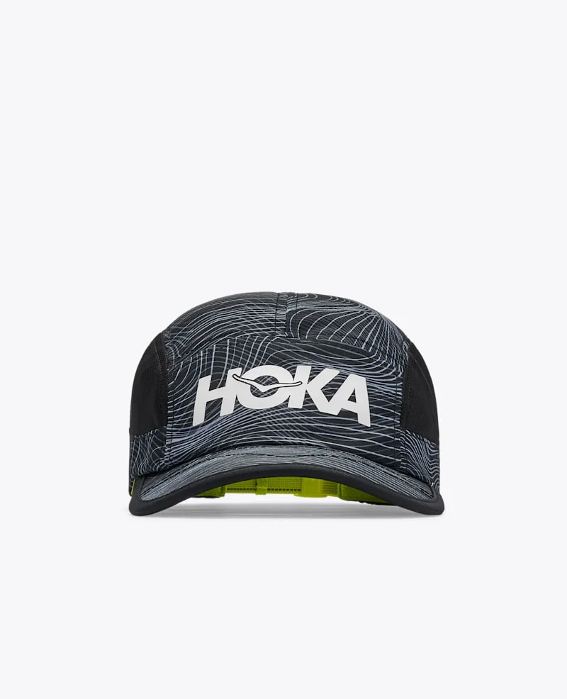 Hoka Run Hat in Black/White Prt - 1