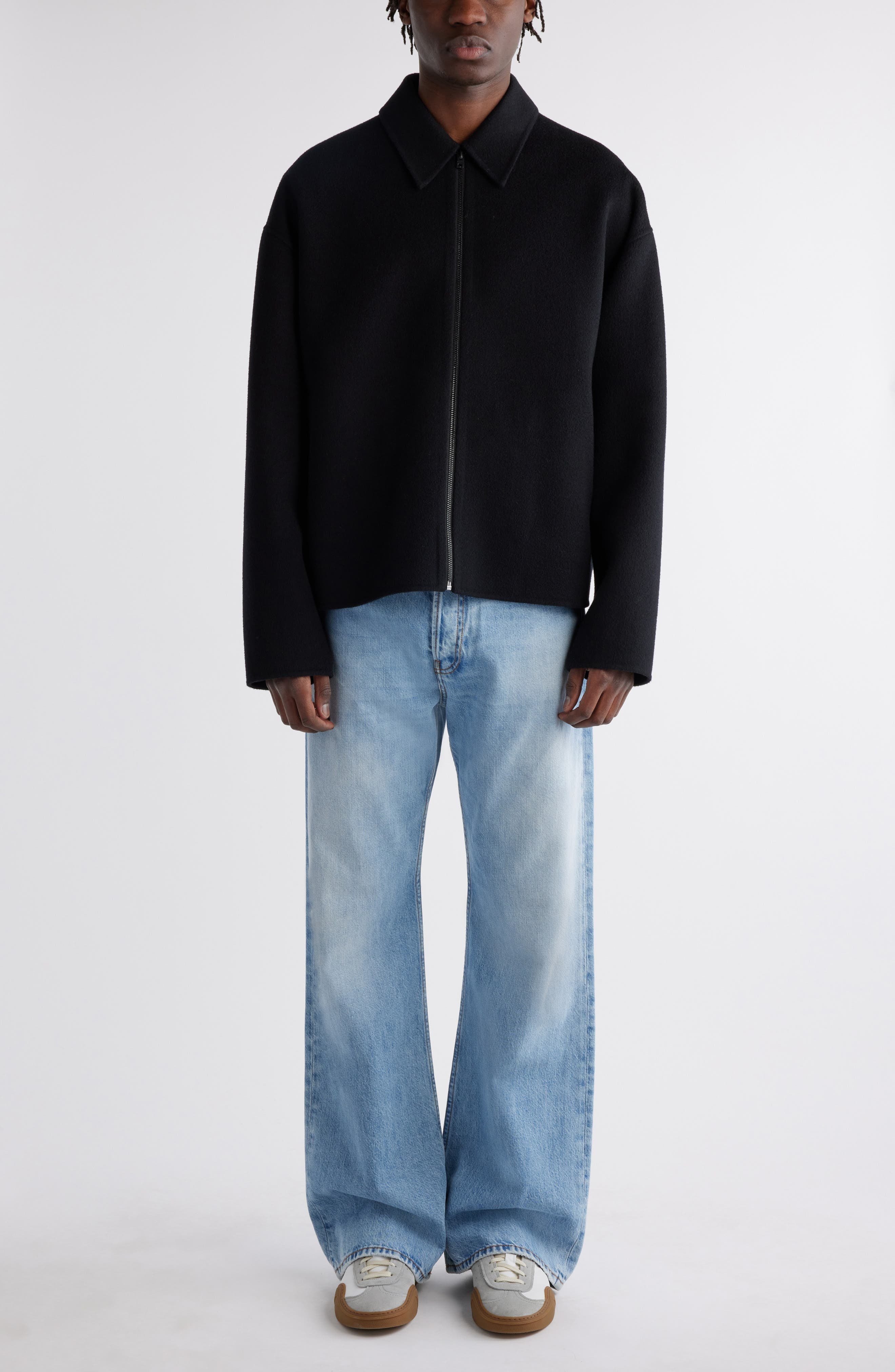 Acne Studios Relaxed Fit Double Face Wool Jacket in Black at Nordstrom - 2