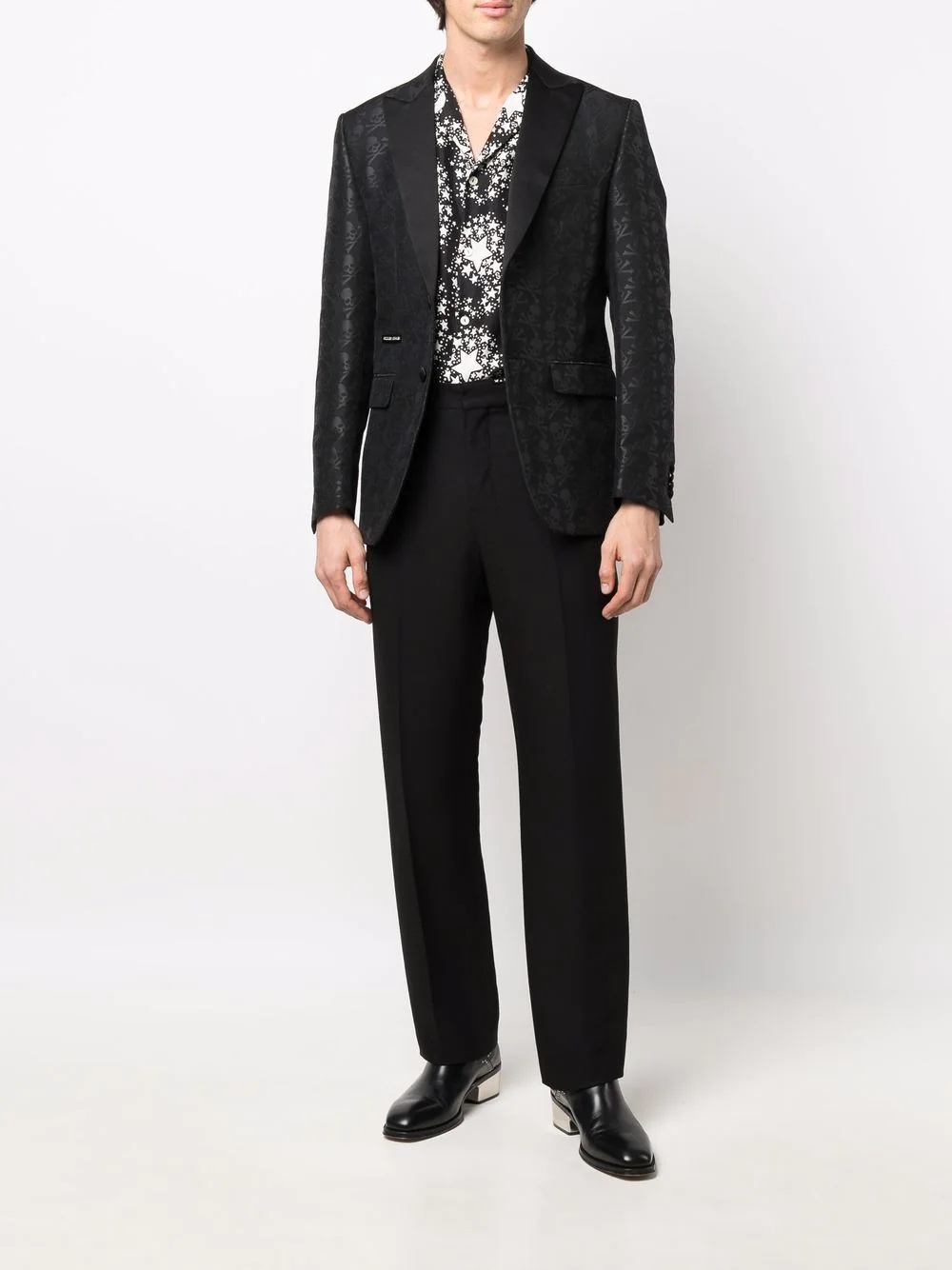 skull-print single-breasted suit jacket - 2