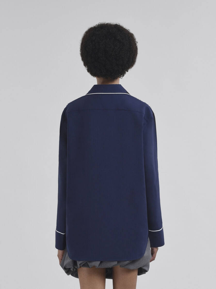 BLACK WOOL PYJAMA SHIRT WITH CONTRASTING BACK - 3