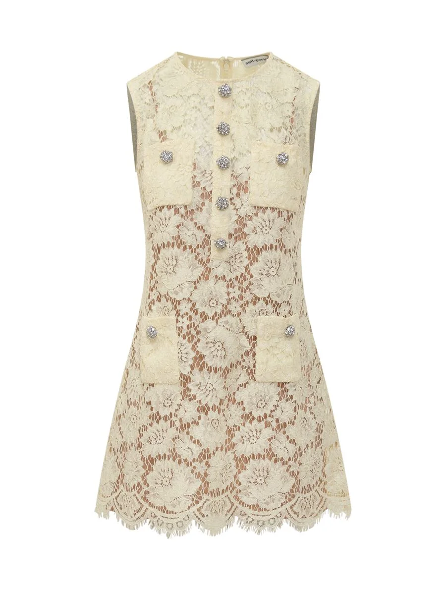 Self-Portrait Embroidered Lace Mini Dress - 1