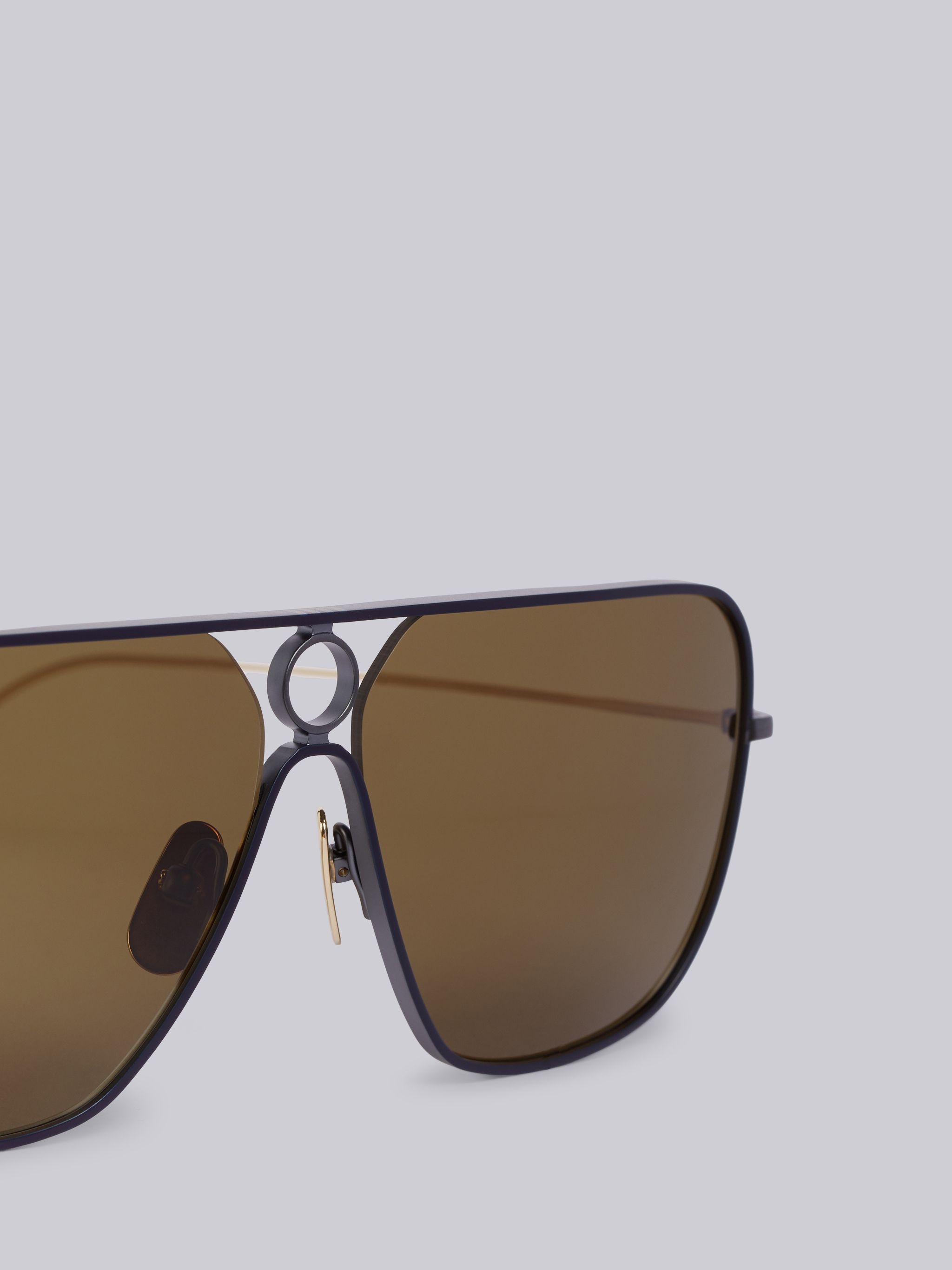 TB114 - Dark Brown Rectangular Aviator Sunglasses - 2