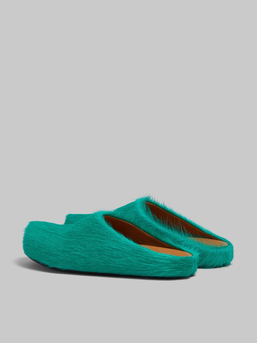 GREEN LONG-HAIR CALFSKIN FUSSBETT SABOT - 3