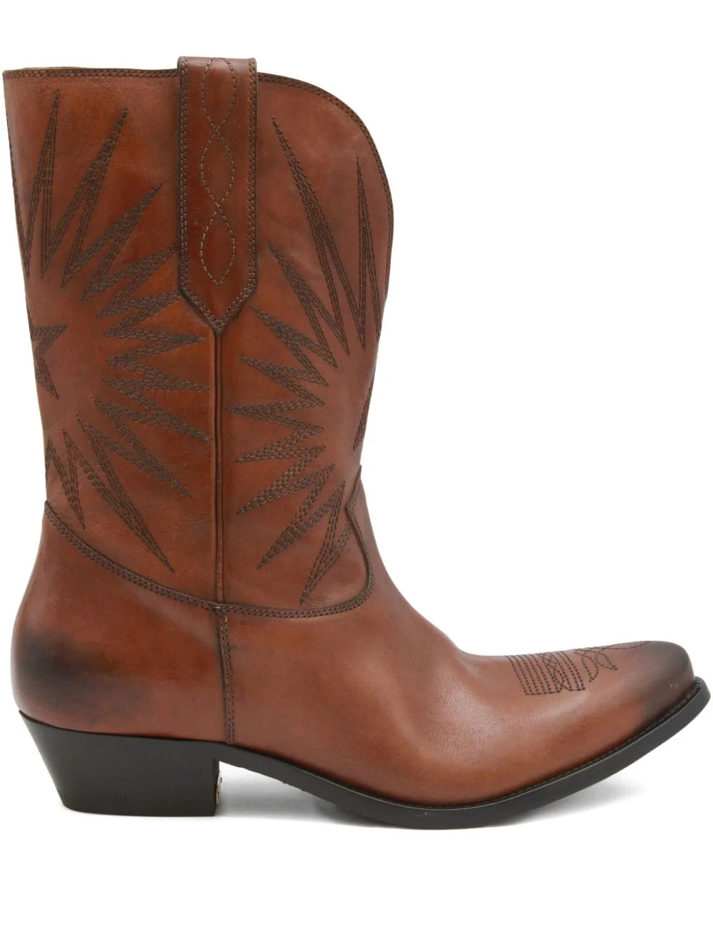 star-embroidered leather boots - 1