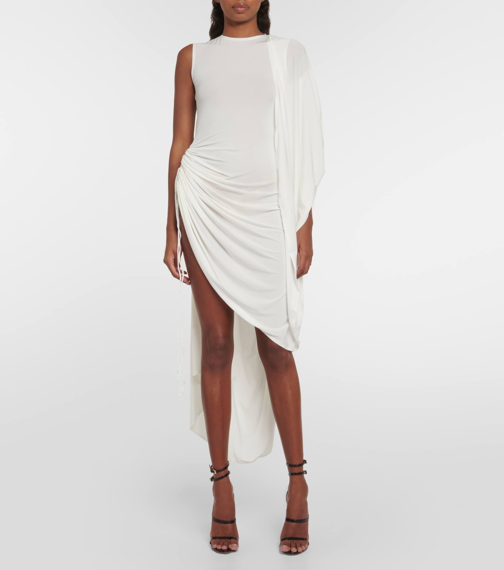 Asymmetric draped jersey minidress - 2