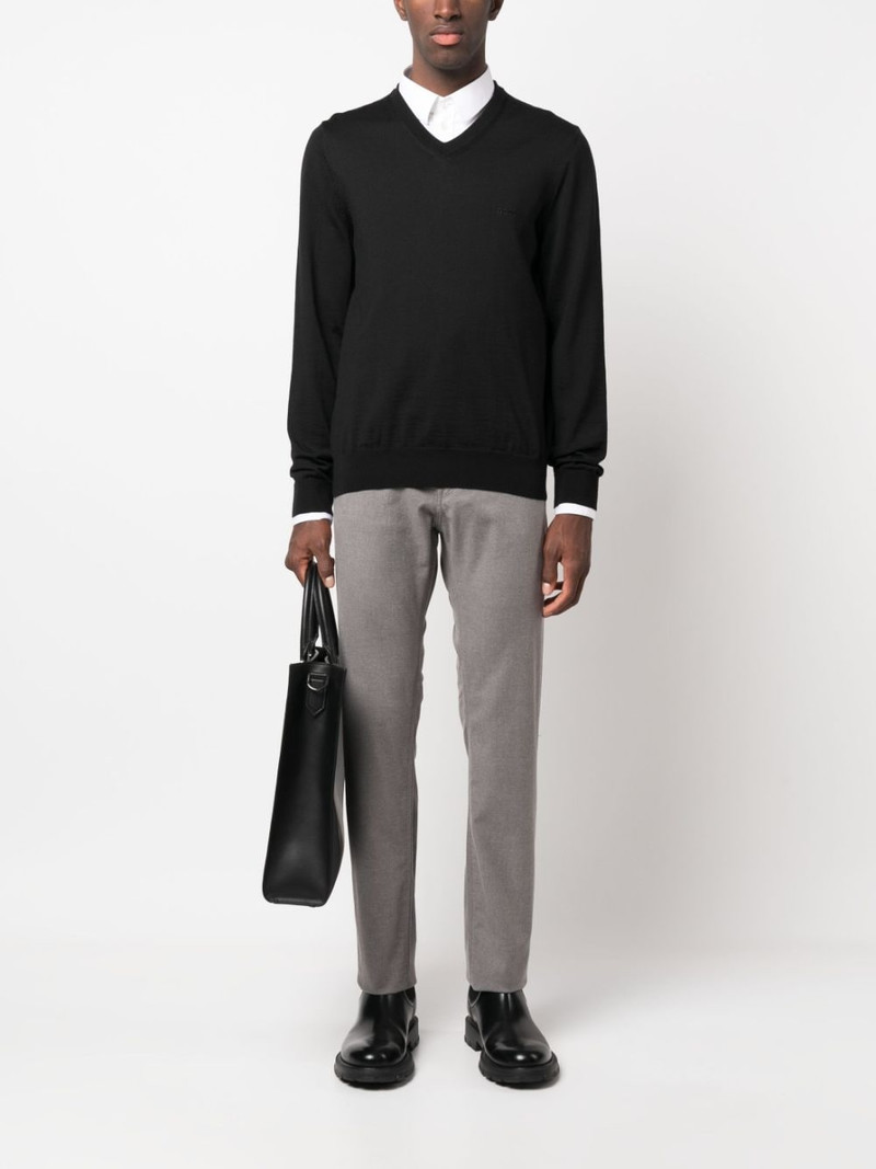 BOSS embroidered-logo V-neck jumper outlook