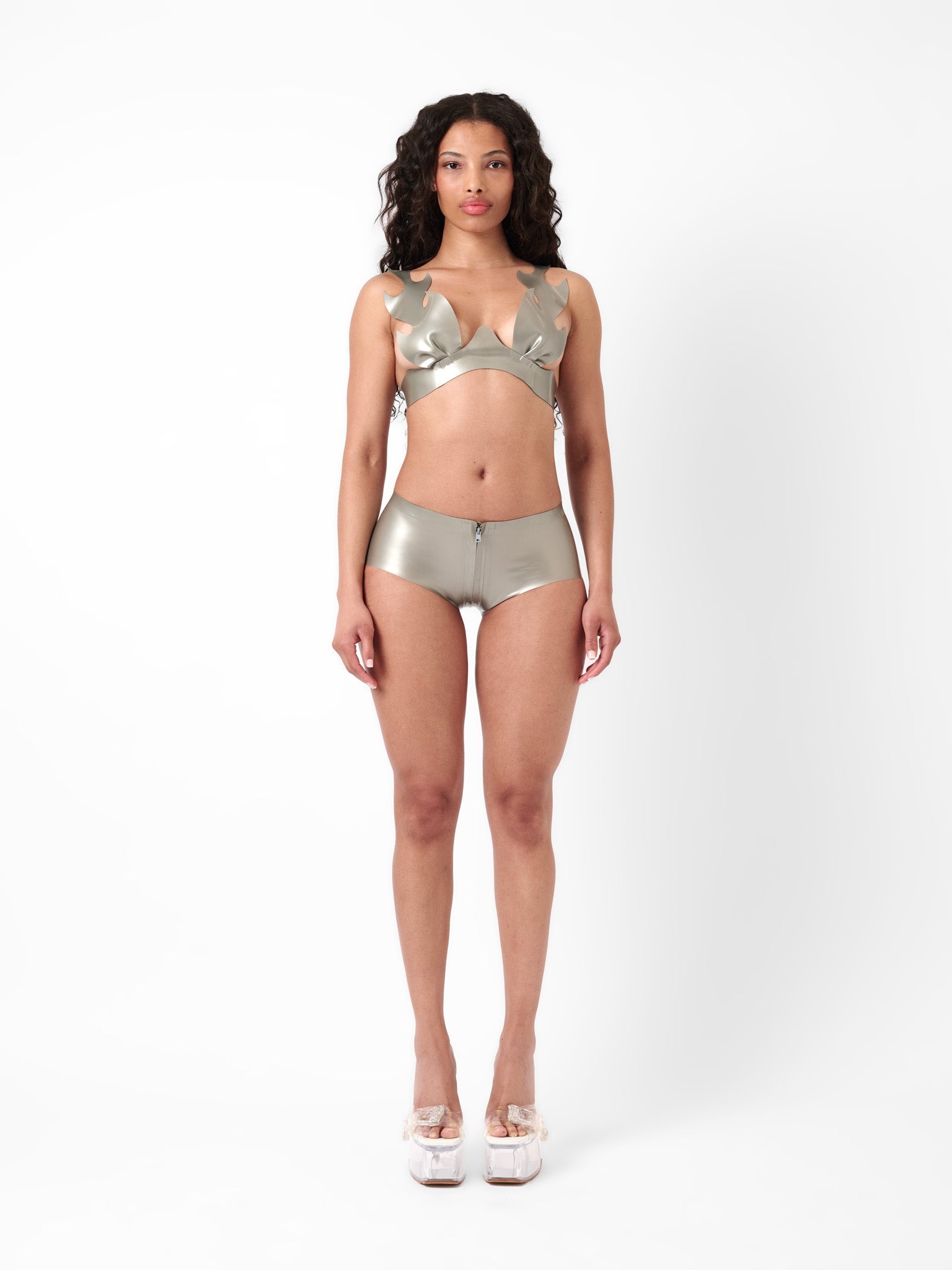 ROONEY LATEX HOTPANTS SILVER - 2