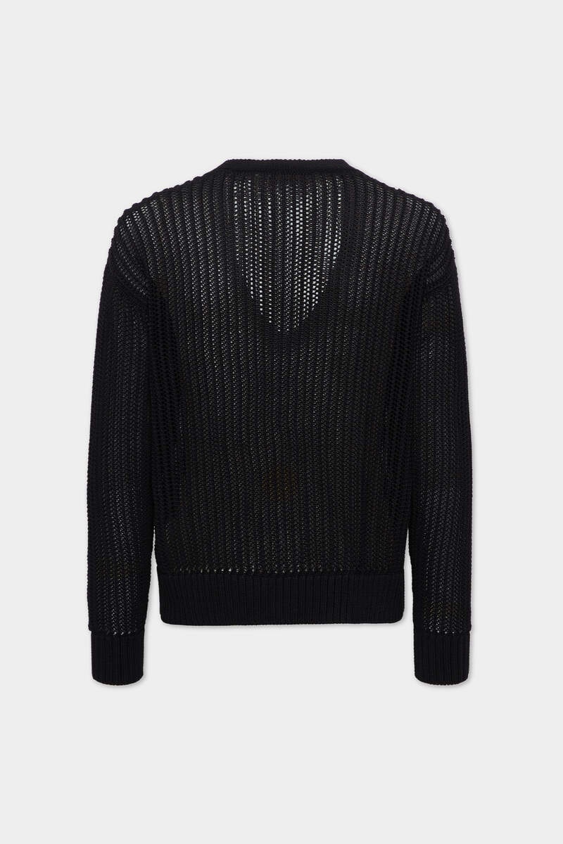OPEN-KNIT V NECK PULLOVER - 2