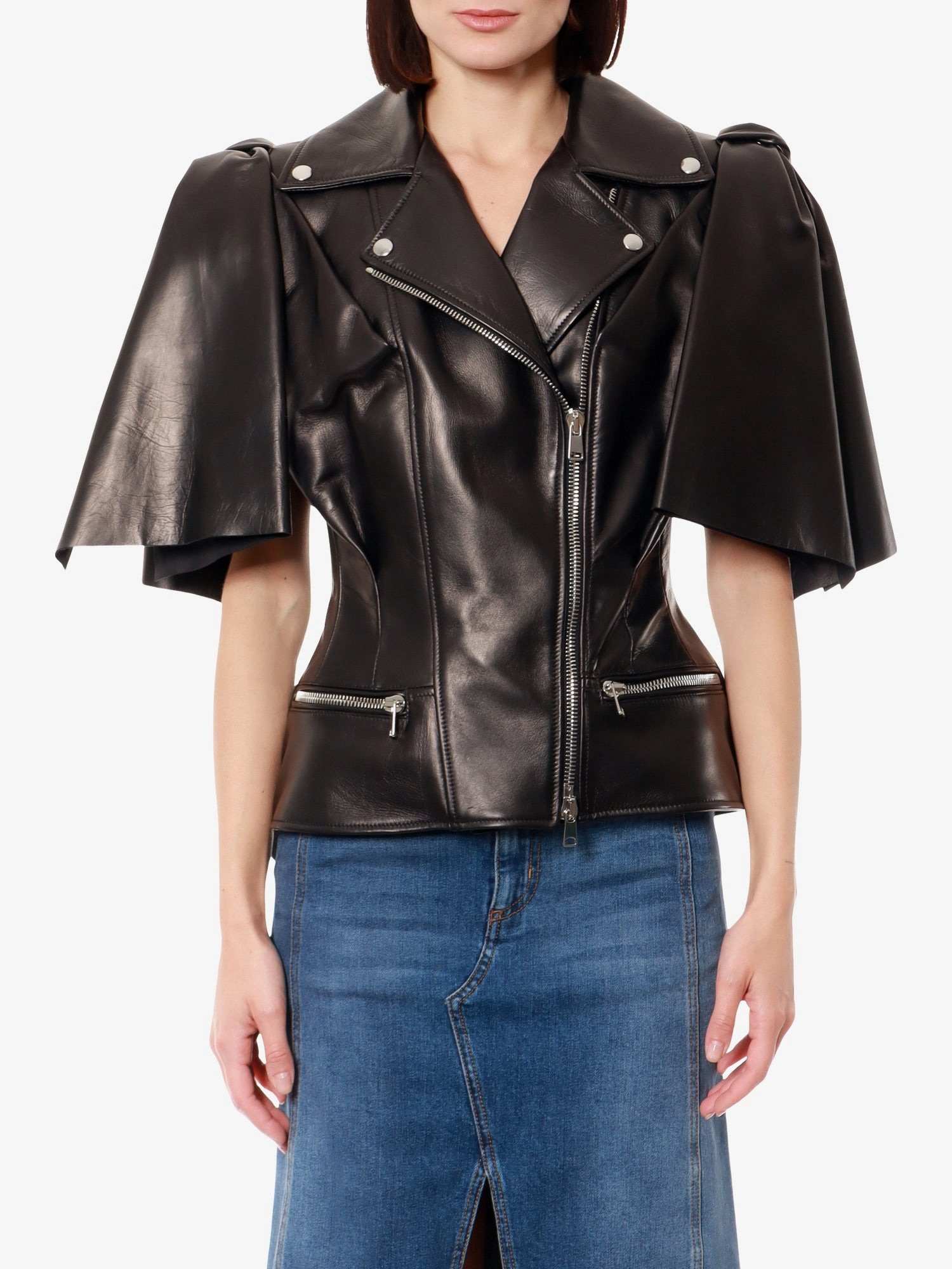 Sleeveless Leather Jacket With Knotted Drapery - 3
