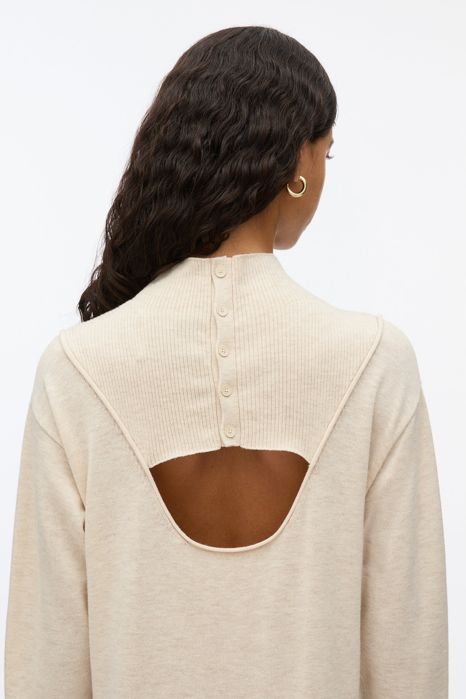 Mockneck Knit Dress with Lace Inlay - 4