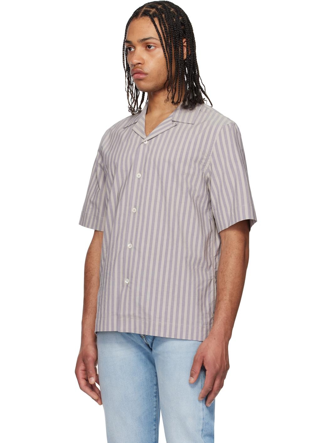 Blue & Gray Short Sleeve Regular Fit Shirt - 4