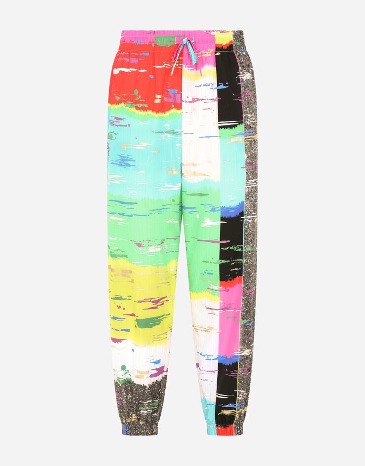 Nylon jogging pants with multi-colored glitch print - 3