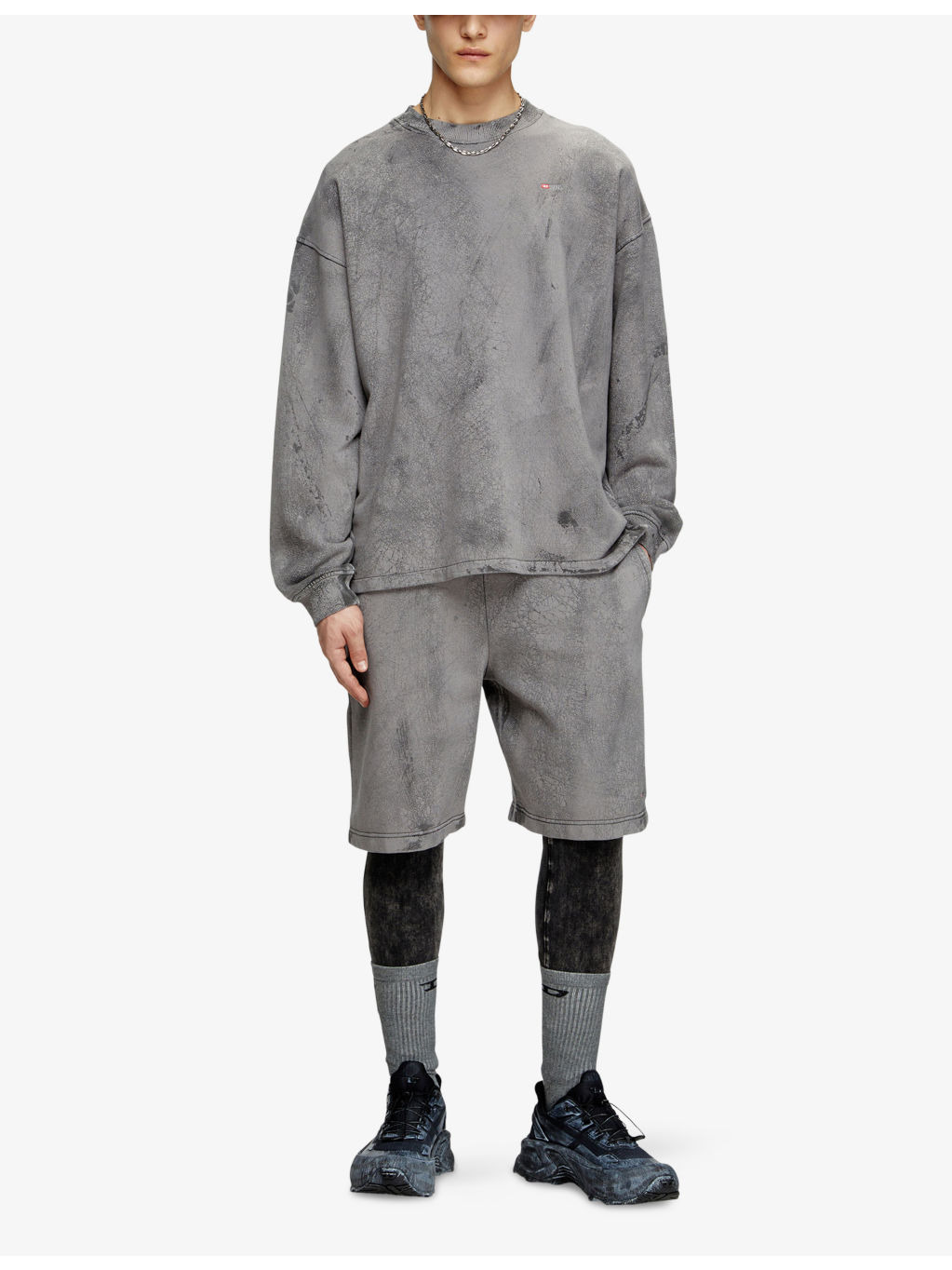 S-Baxt-T1 Cracked-Effect Cotton-Jersey Sweatshirt - 2
