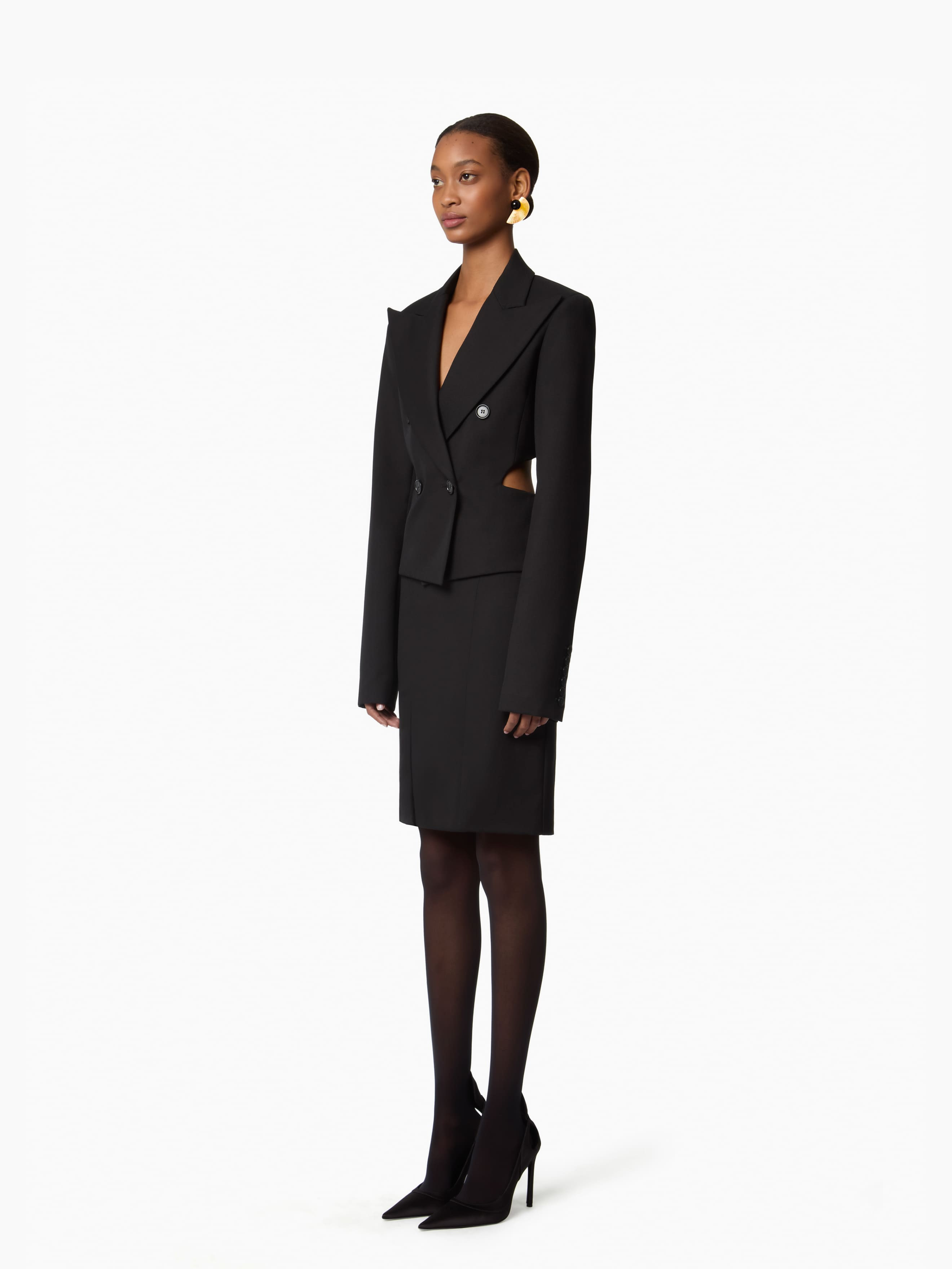 Black Open Back Blazer - 2