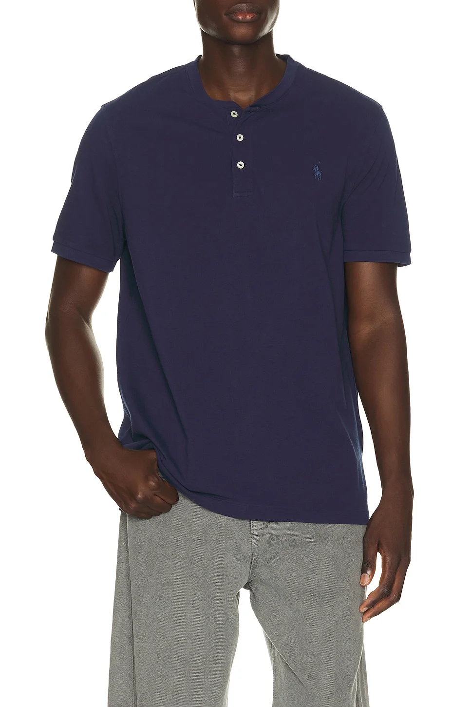 Short Sleeve Garment Dyed Featherweight Mesh Henley T-Shirt - 1