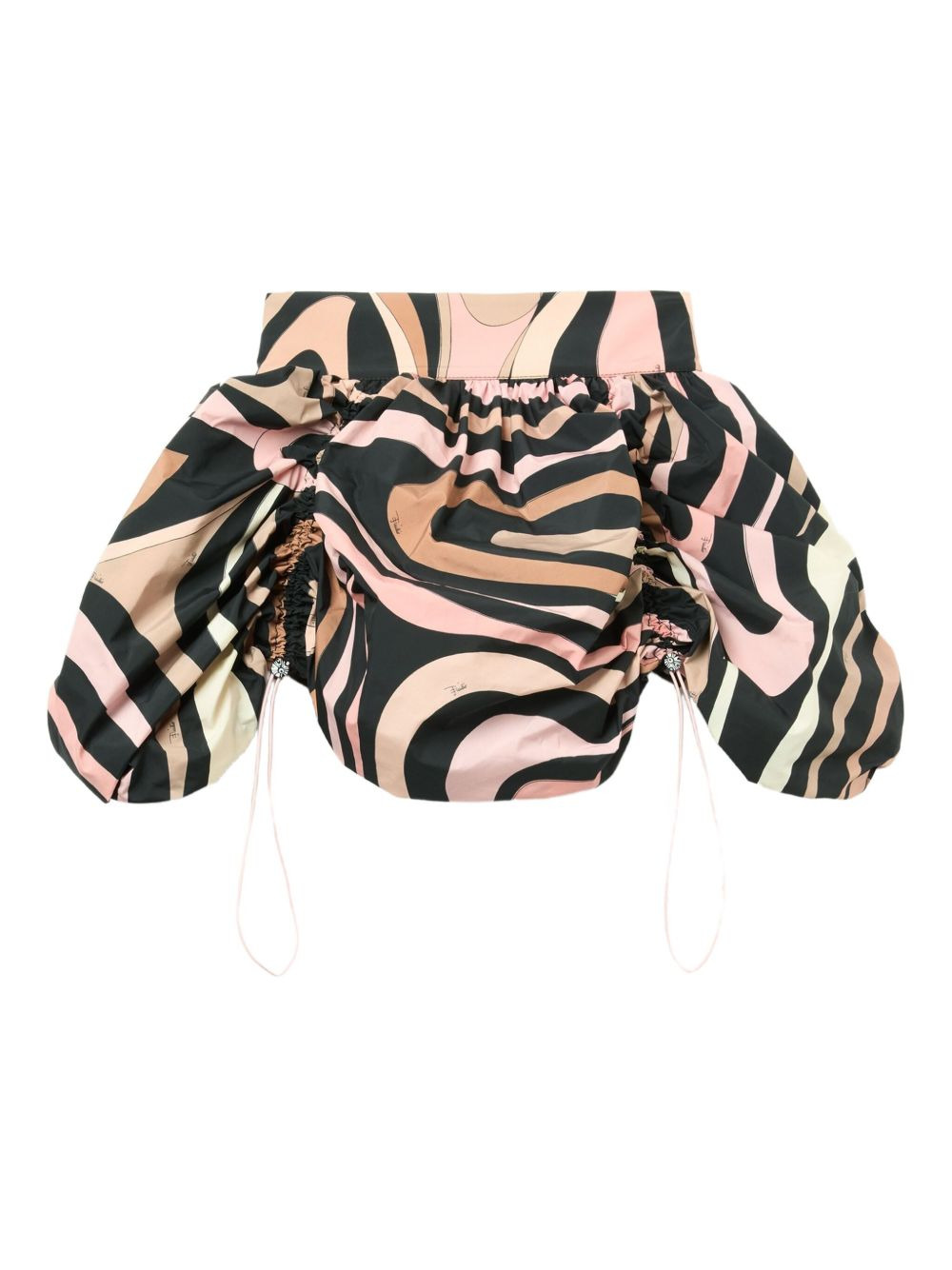 marble-print drawstring skirt - 4