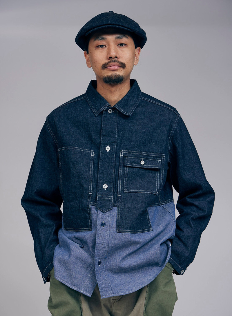 Nigel Cabourn Utility Shirt Type 2 10oz Denim in Indigo outlook