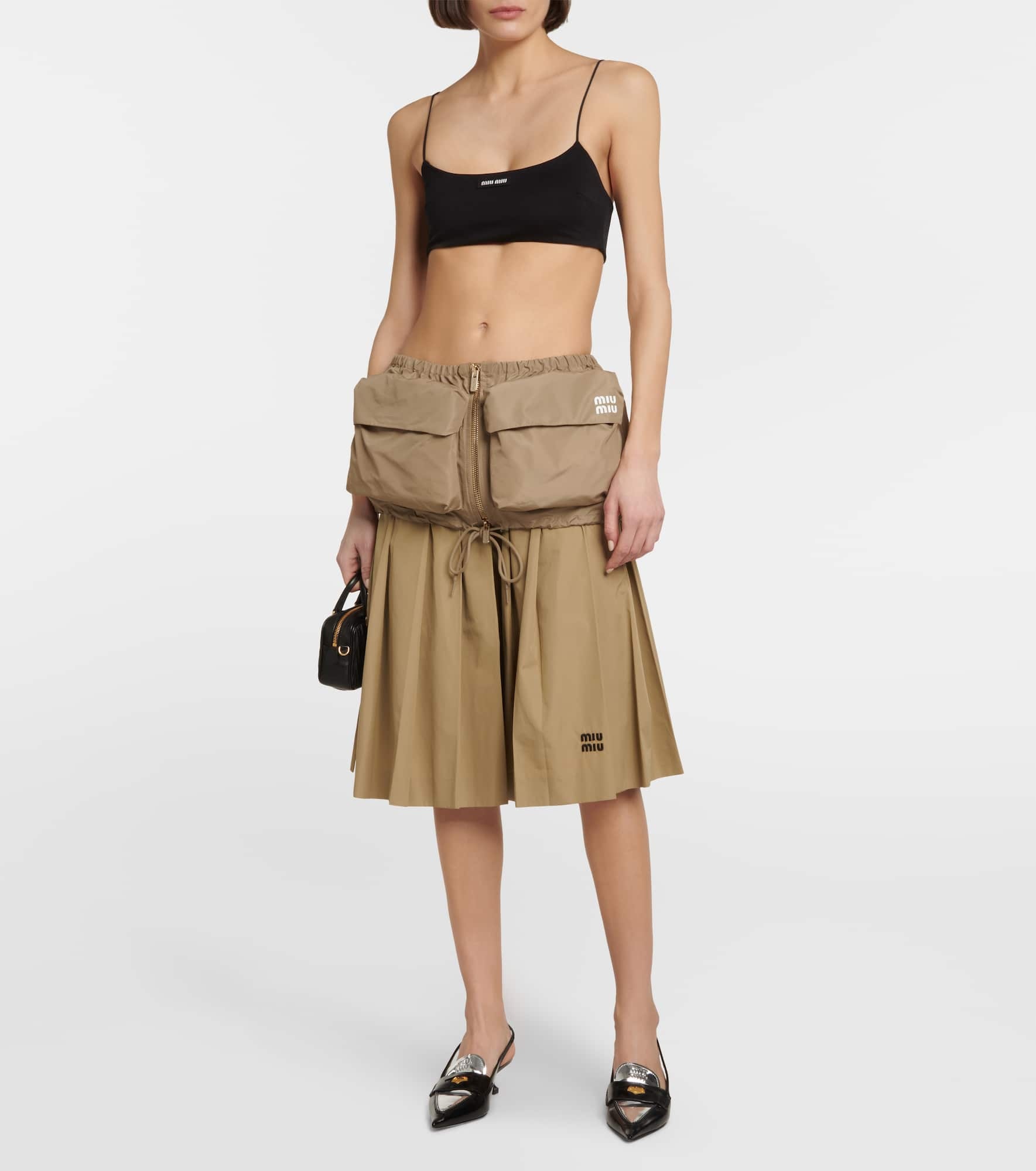 Embroidered pleated cotton midi skirt - 2