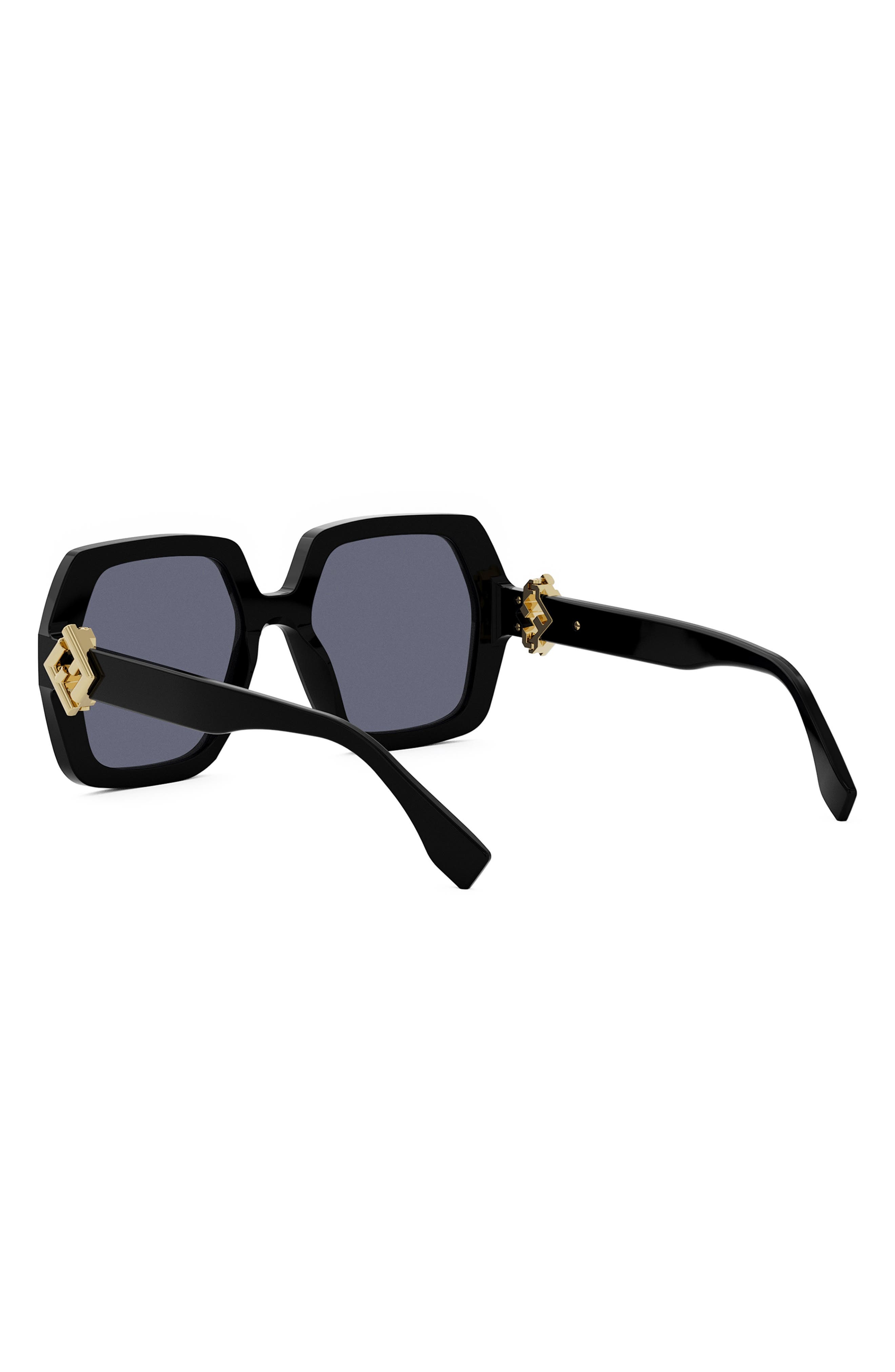 'Fendi Diamonds 51mm Square Sunglasses in Shiny Black /Blue at Nordstrom - 3